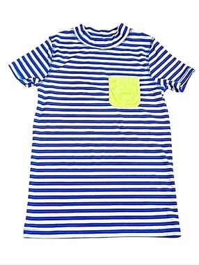 3 FOR $30! Mini Boden Striped Short Sleeve Mock Neck Pocket Rash Guard 11-12Y